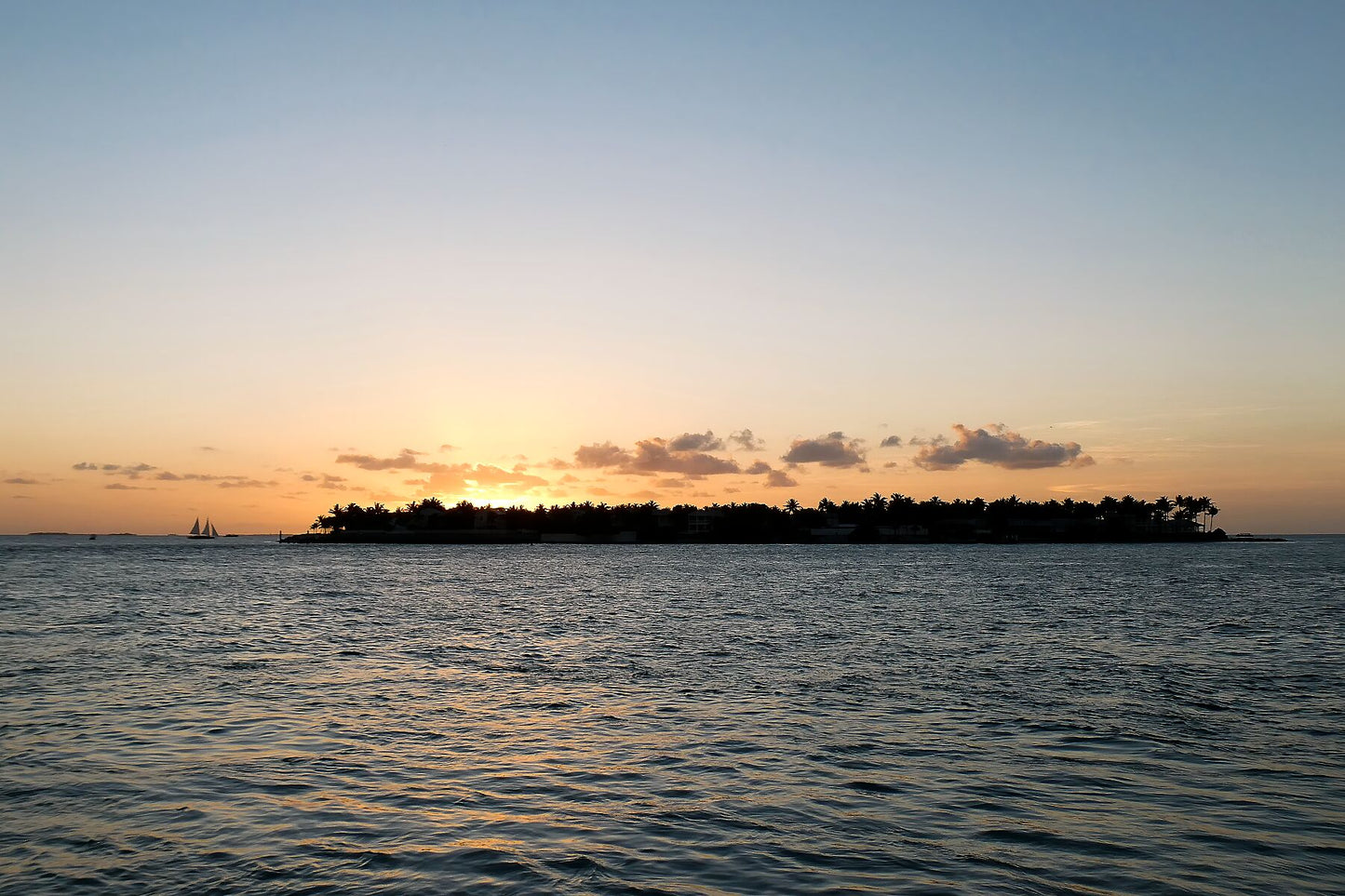 Sunset over a small island