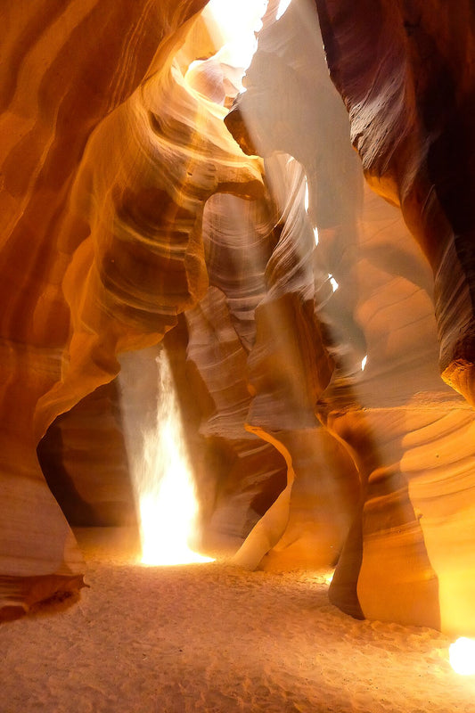 Famous ray of sun in Antelope Canyon